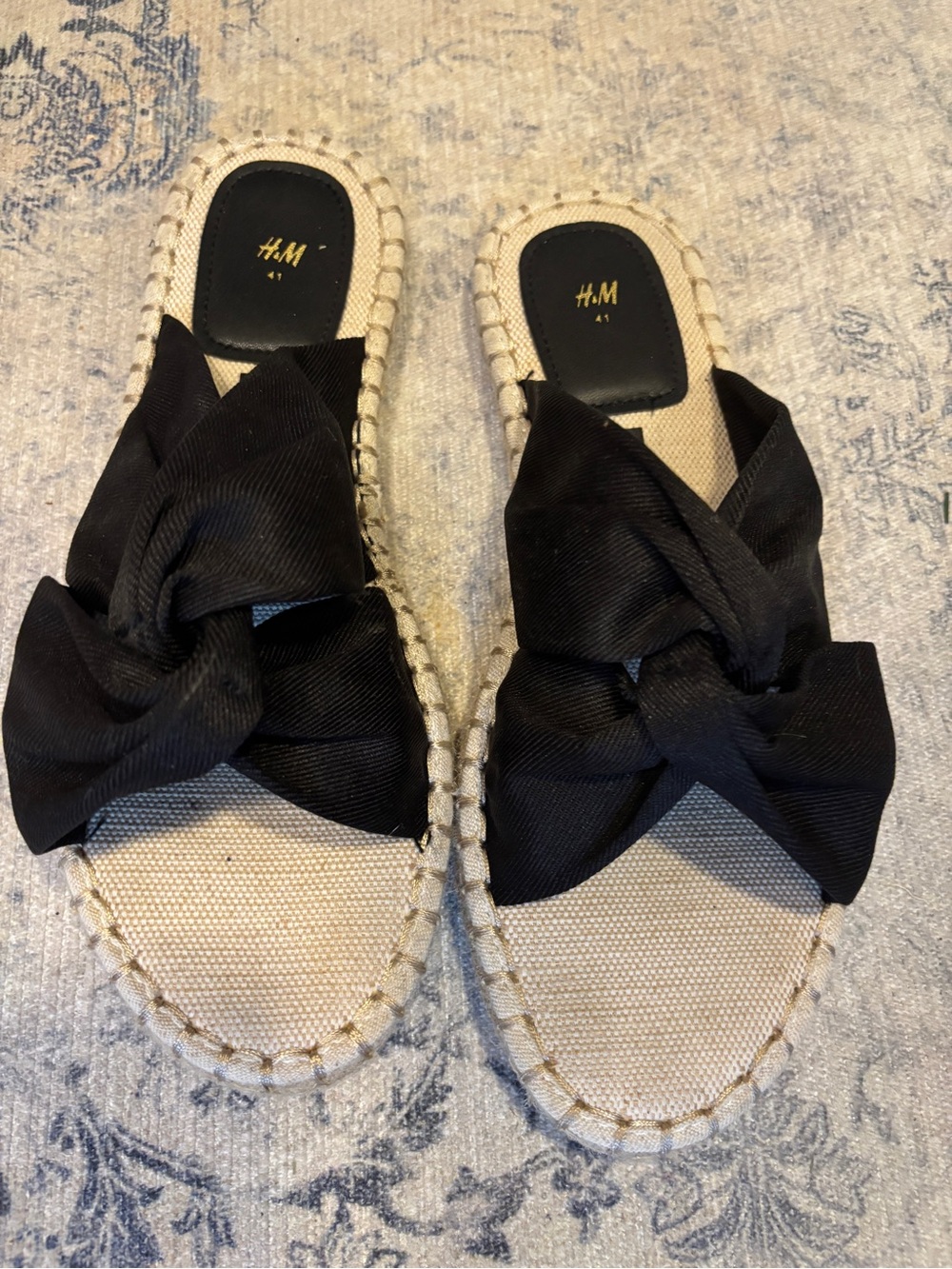 H&M Black Bow Espadrille Slides